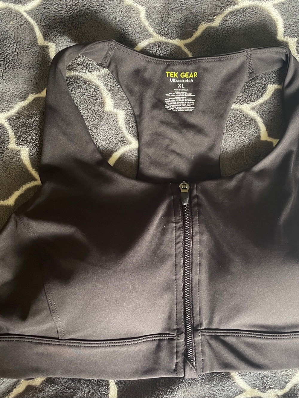 tek gear Black Front-Zip Racerback Sports Bra XL Like new!